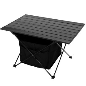 YSSOA Portable Folding Aluminum Alloy Table with High-Capacity Storage and Carry Bag for Camping, Traveling, Hiking, Fishing, Beach, BBQ, Large, Black