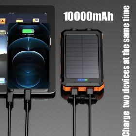 10000mAh Portable Fast Charging Power Bank 2USB Solar Charging with Flashlight For iPhone Xiaomi Android