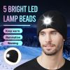 Light Knitted Hat With 5 LED Strong Lights; Lighting Warning Lights; Suitable For Outdoor Night Running And Fishing