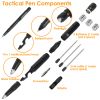 11 In 1 Tactical Pen Gear Set Multi-tool Survival Pen Set Cool Gadget Gift for Men EDC Glass Breaker LED Flashlight Ballpoint Pen Whistle Ink Refills