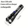 USB Chargeable Strong Light Handheld Flashlight; Plastic Material; Suitable For Camping Backpacking Hiking