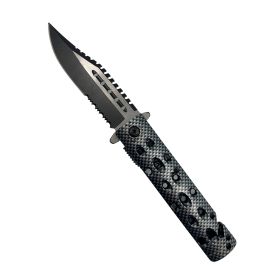 ABS Spring Assisted Rescue Knife (Color: Carbon Fiber)