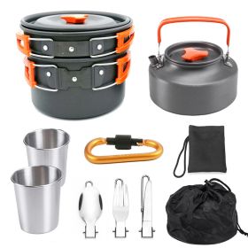2-3 People Outdoor Teapot Set Pot Combination Camping Folding Pot Cookware Set (select: k05-orange)