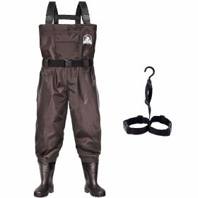 UPGRADE Fishing Waders for Men&Women with Boots Waterproof;  Nylon Chest Wader with PVC Boots & Hanger Brown (Color: Brown)