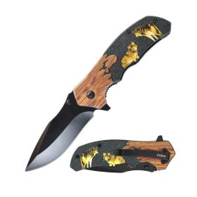 8" Wildlife Folding Knife (Style: Wolf)